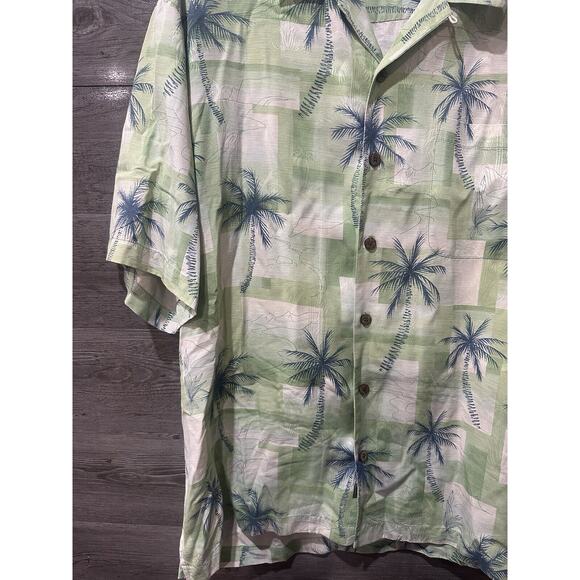 Tommy Bahama Men’s Hawaiian Shirt Size XL Green Palm Silk Beach Relax Island - Picture 3 of 9